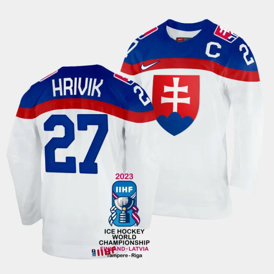 slovakia marek hrivik 2023 iihf world championship white home jersey