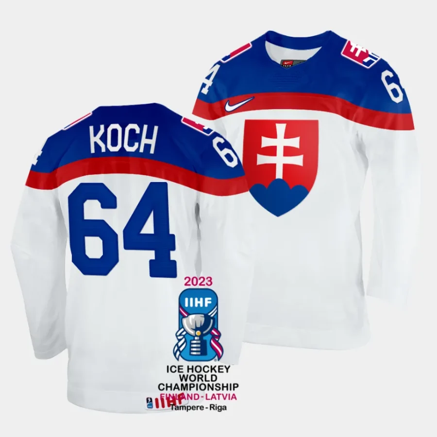 slovakia patrik koch 2023 iihf world championship white home jersey