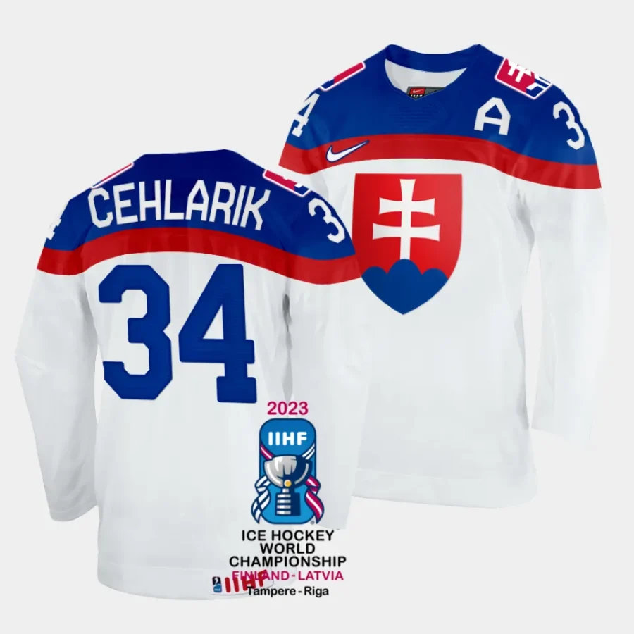 slovakia peter cehlarik 2023 iihf world championship white home jersey