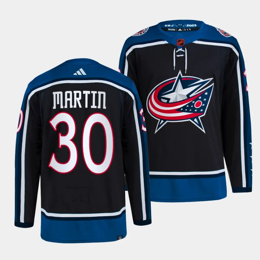 spencer martin blue jackets black reverse retro primegreen authentic projersey