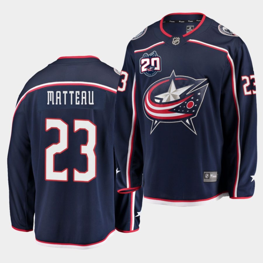 stefan matteau blue jackets navy 2020 21 home 20th anniversary men jersey