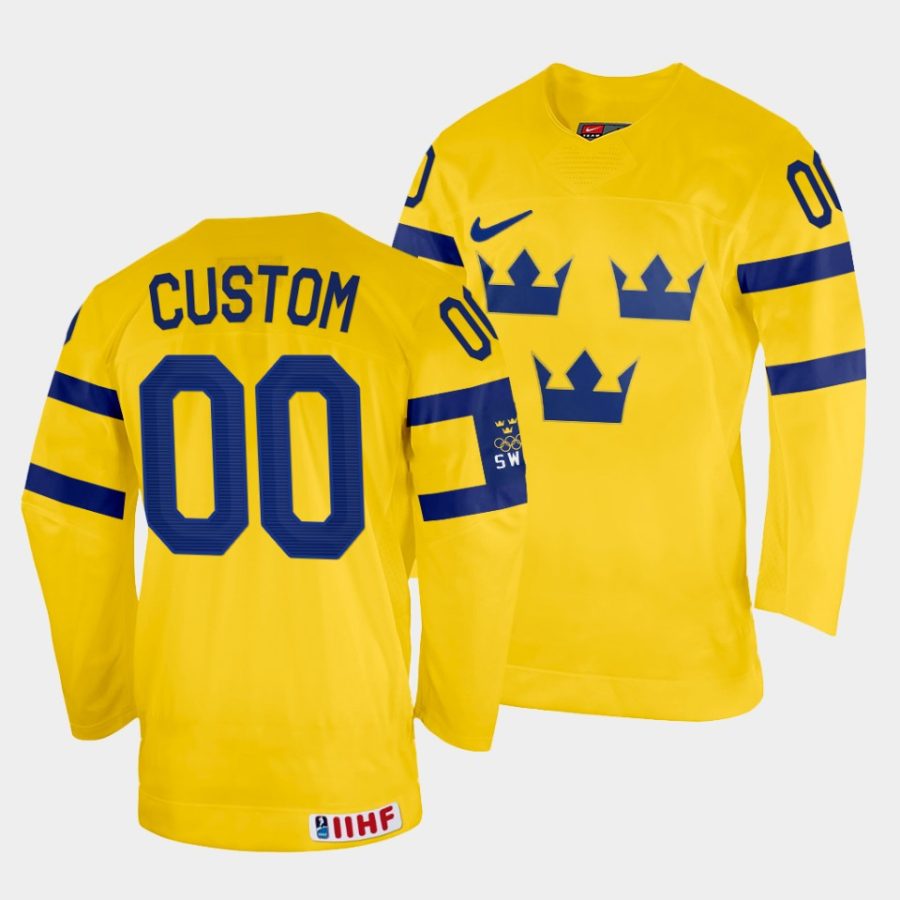 sweden custom 2022 iihf world championship yellow home jersey