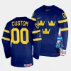 sweden custom 2023 iihf world championship navy away jersey