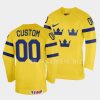 sweden custom 2023 iihf world junior championship yellow home jersey