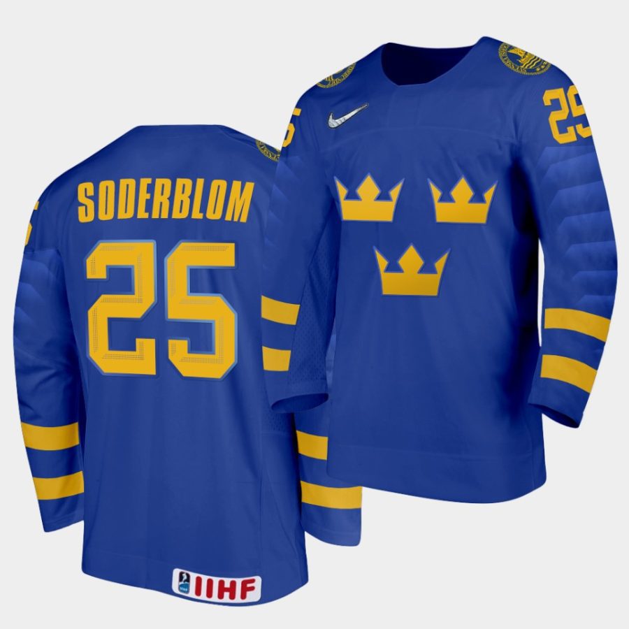 sweden elmer soderblom 2021 iihf world junior championship blue away jersey