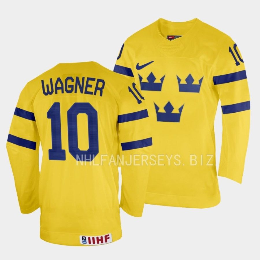 sweden fabian wagner 2023 iihf world junior championship yellow home jersey