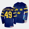 sweden fabian zetterlund 2023 iihf world championship navy away jersey