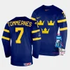 sweden henrik tommernes 2023 iihf world championship navy away jersey