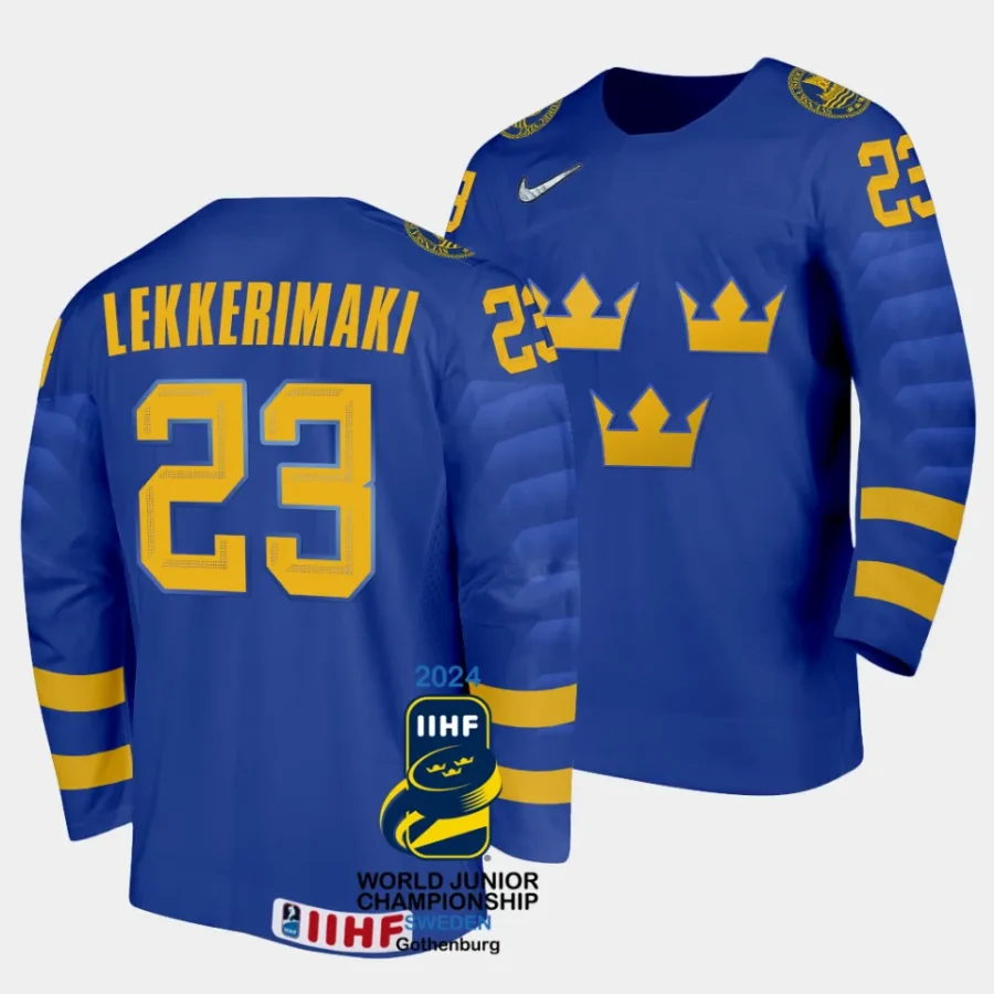 sweden jonathan lekkerimaki 2024 iihf world junior championship white jersey