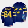 sweden jonathan pudas 2023 iihf world championship navy away jersey