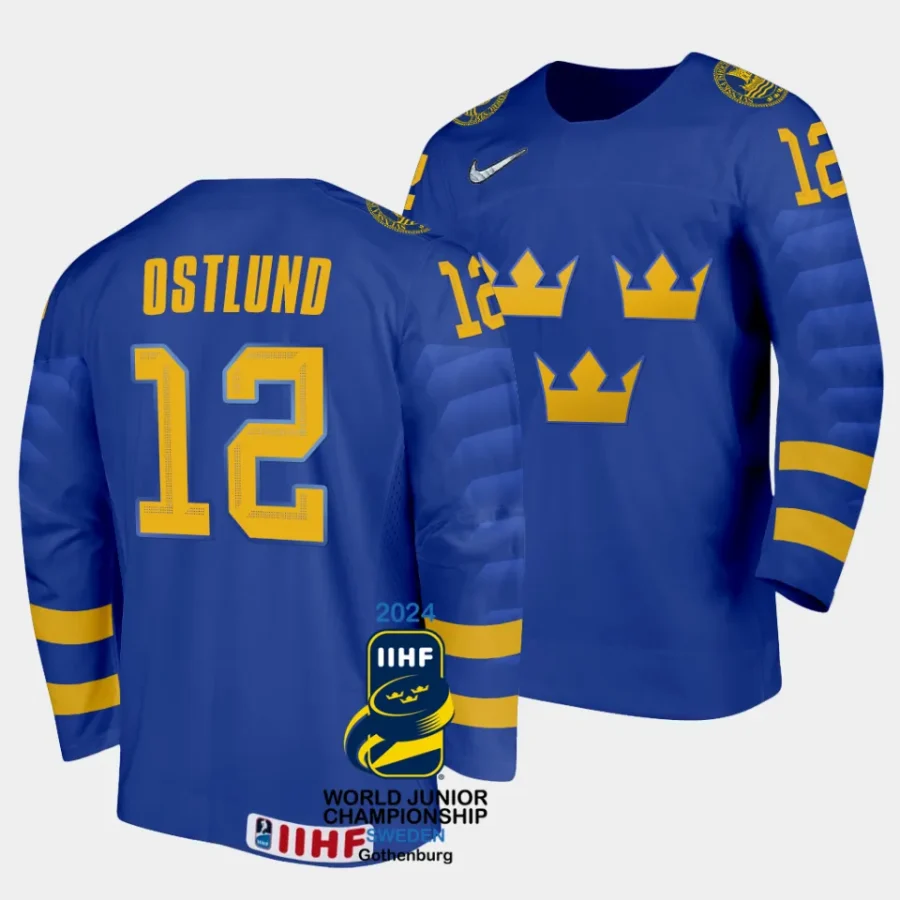 sweden noah ostlund 2024 iihf world junior championship white jersey