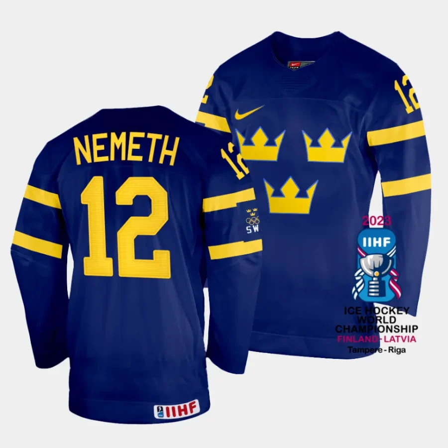 sweden patrik nemeth 2023 iihf world championship navy away jersey