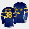 sweden rasmus sandin 2023 iihf world championship navy away jersey