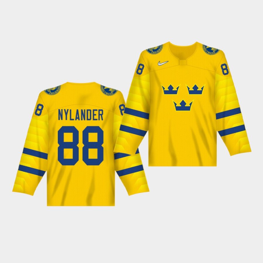 sweden team william nylander iihf world championship yellow replica jersey 0