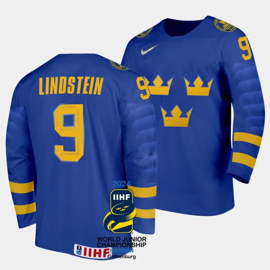 sweden theo lindstein 2024 iihf world junior championship white jersey