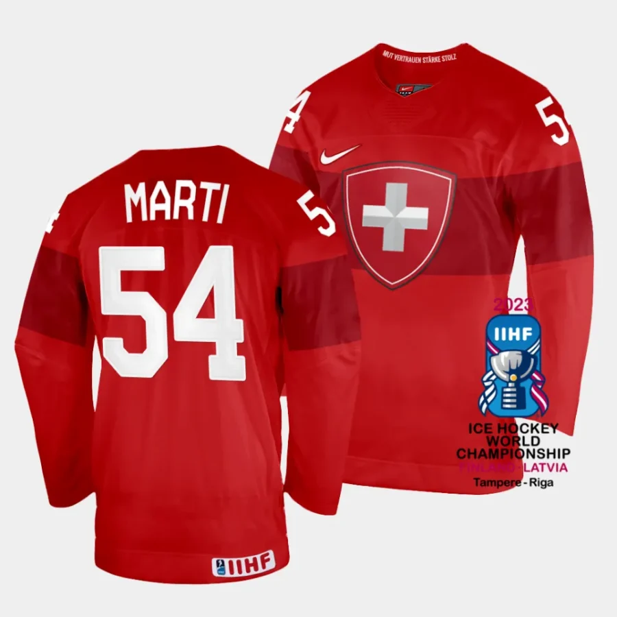 switzerland christian marti 2023 iihf world championship red away jersey