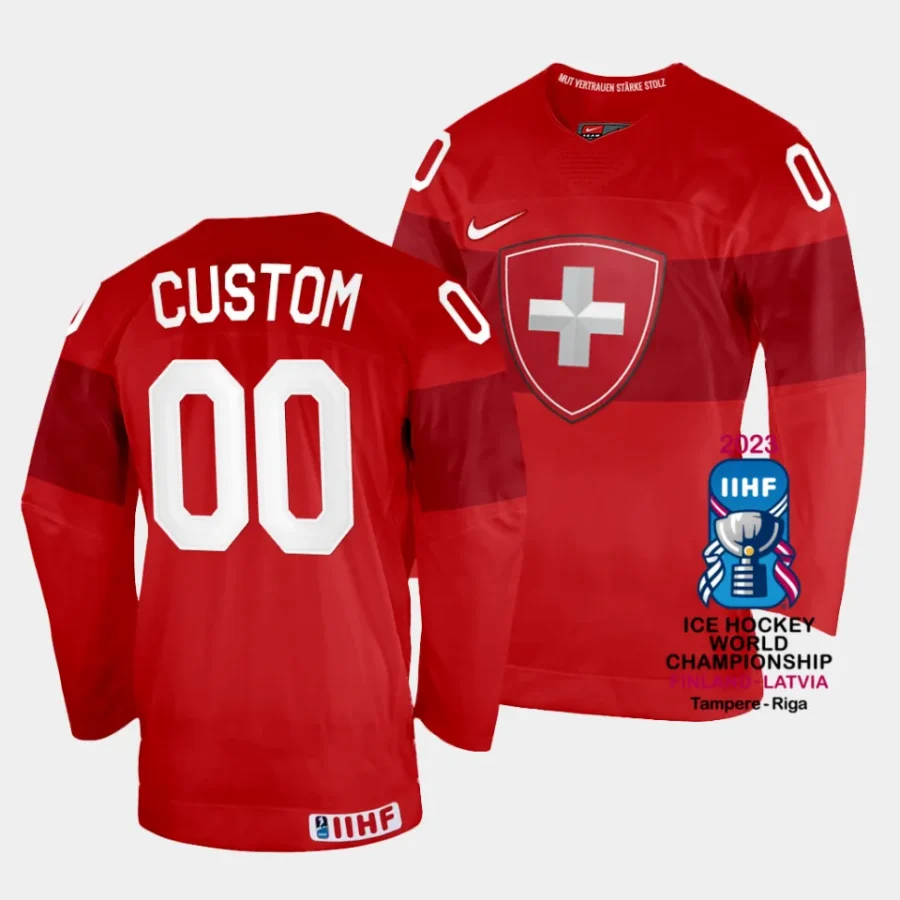 switzerland custom 2023 iihf world championship red away jersey