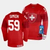 switzerland dario simion 2023 iihf world championship red away jersey