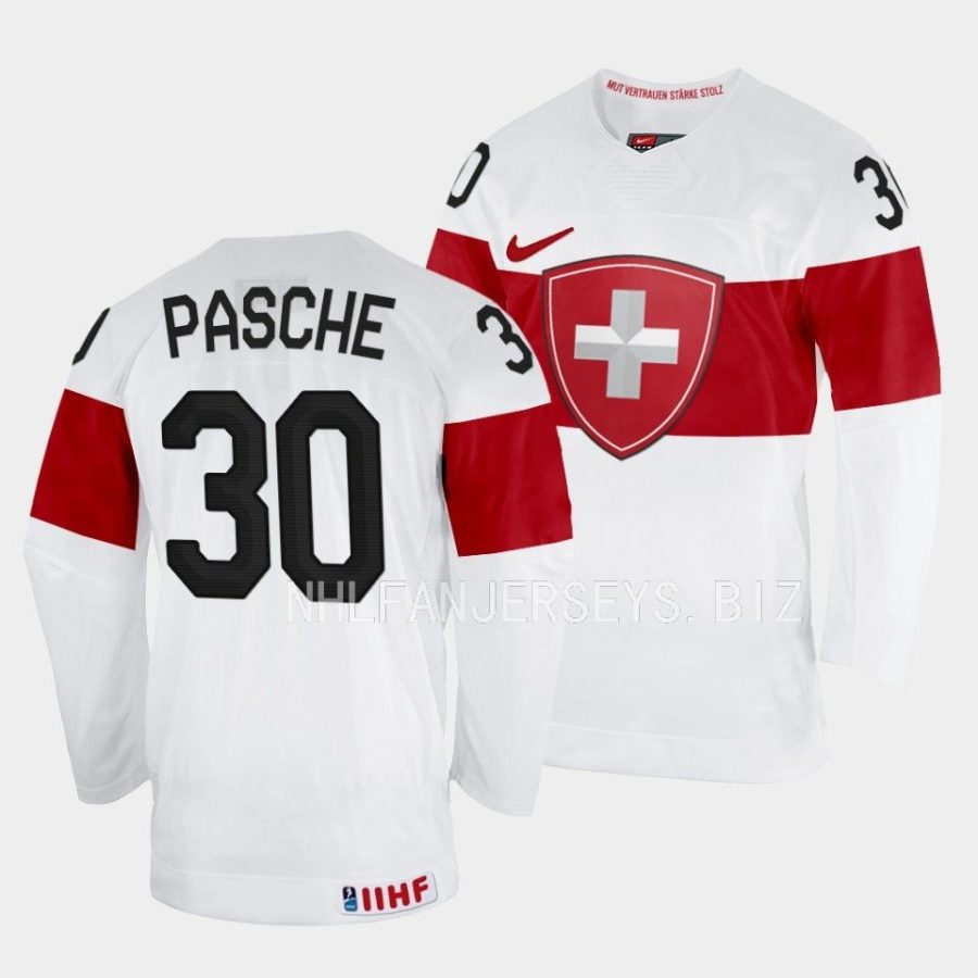 switzerland kevin pasche 2023 iihf world junior championship white jersey