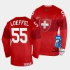 switzerland romain loeffel 2023 iihf world championship red away jersey