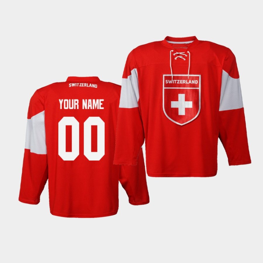 switzerland team custom iihf world championship red jersey