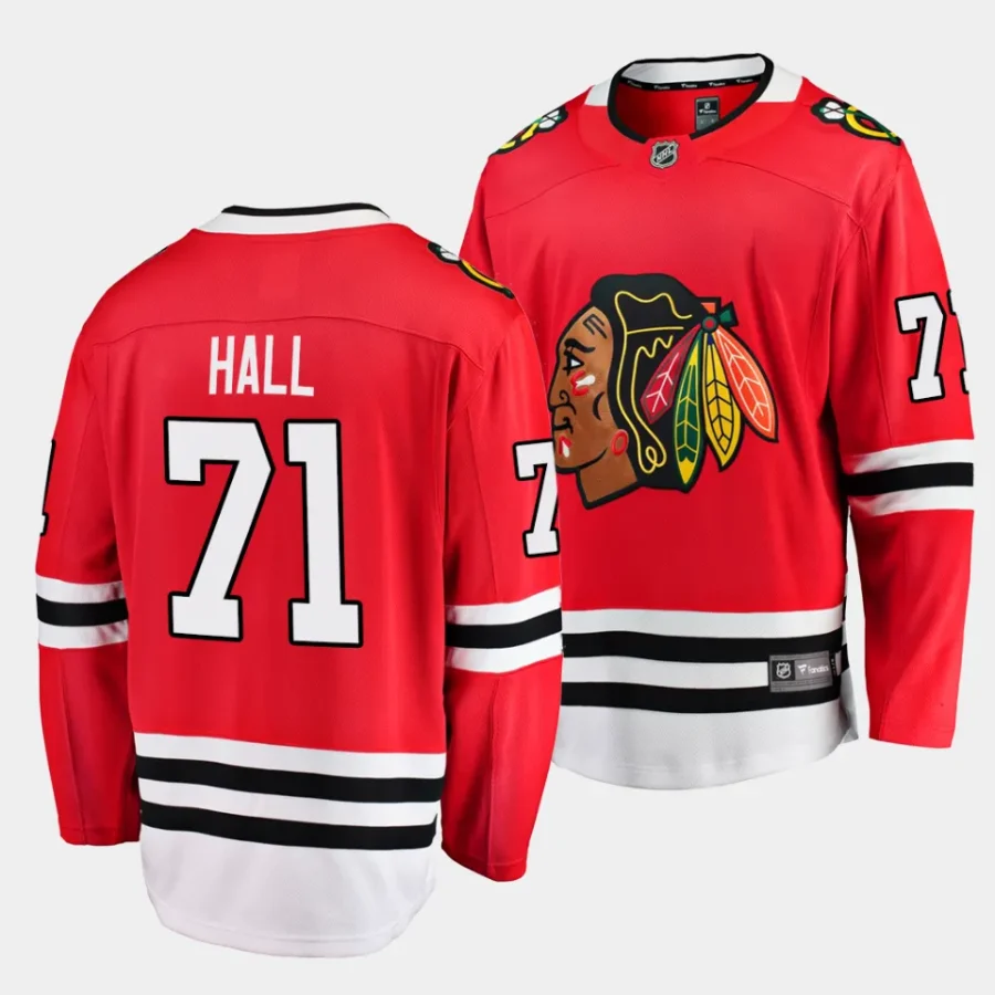 taylor hall blackhawks red home breakaway player jersey