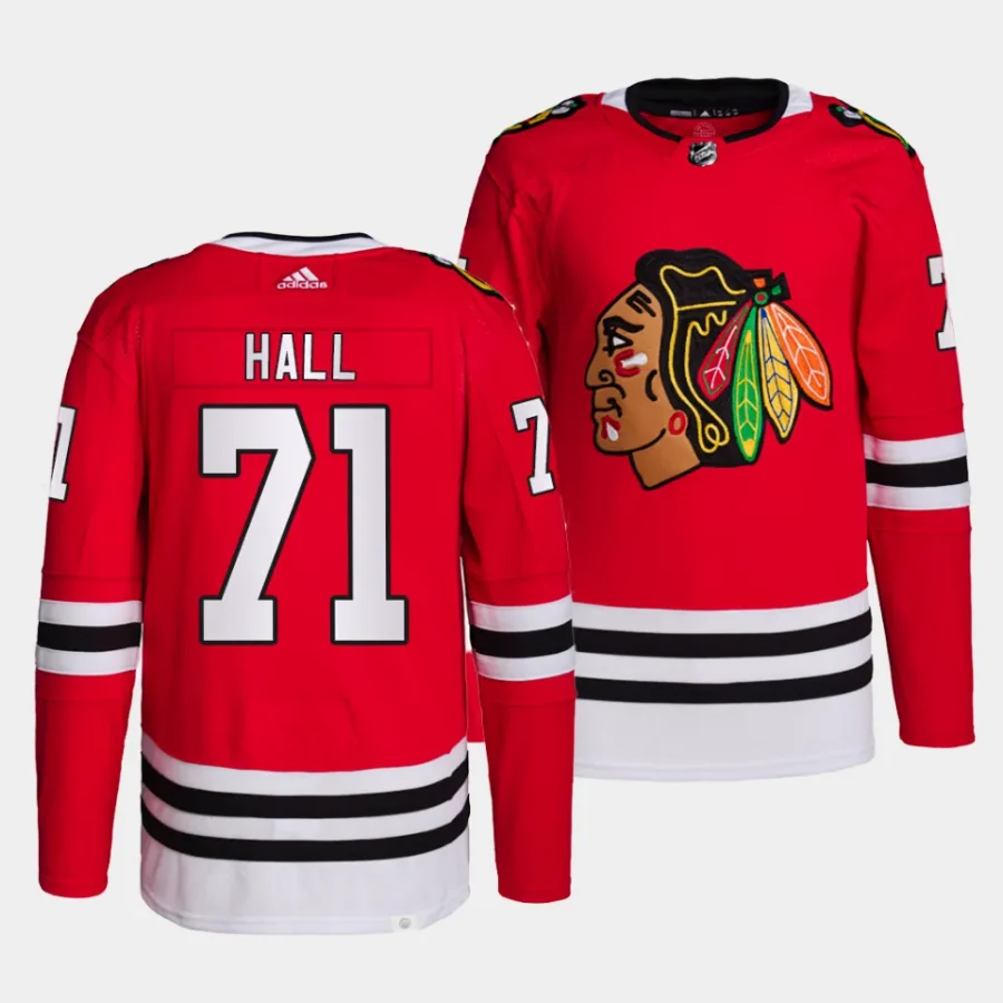 taylor hall blackhawks red home primegreen authentic projersey