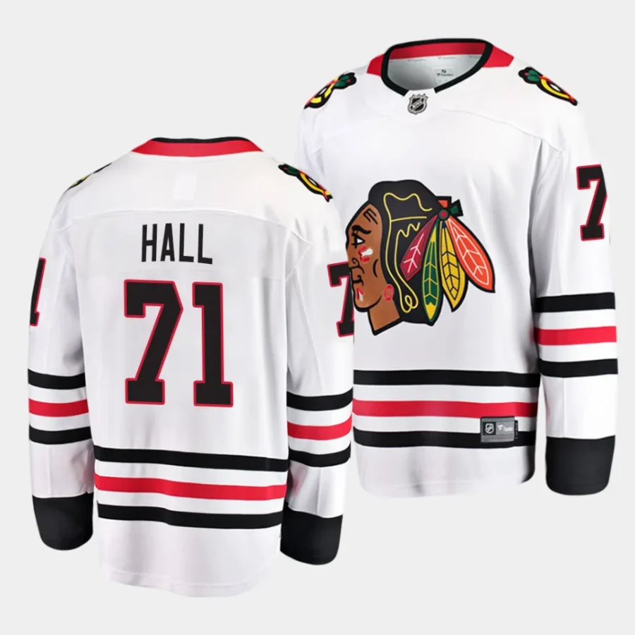 taylor hall blackhawks white away breakaway player jersey