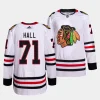 taylor hall blackhawks white away primegreen authentic projersey