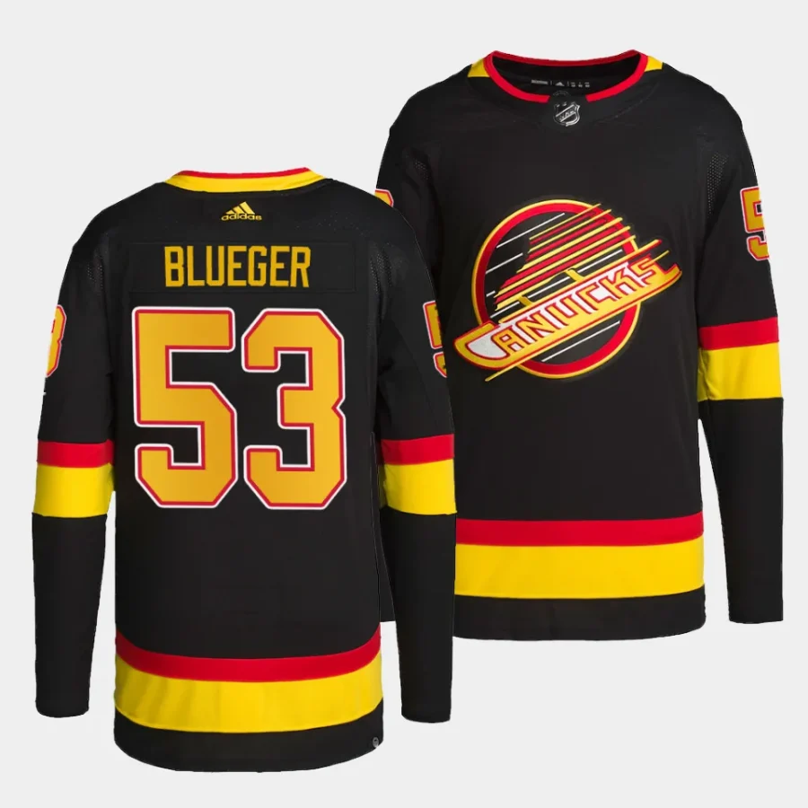 teddy blueger canucks black alternate authentic pro jersey