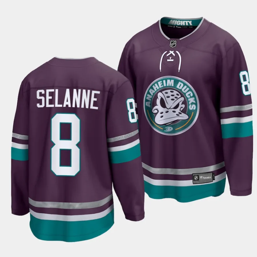 teemu selanne ducks purple 2023 2430th anniversary premier jersey