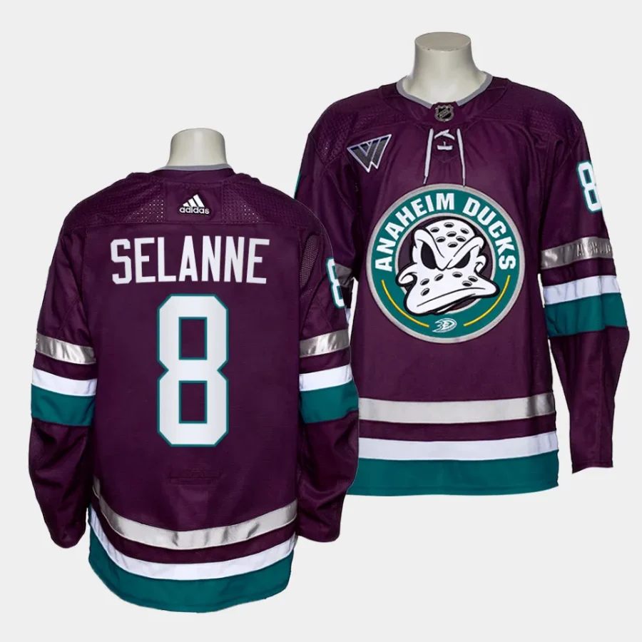 teemu selanne mighty ducks purple 2023 2430th anniversary alternate authentic jersey