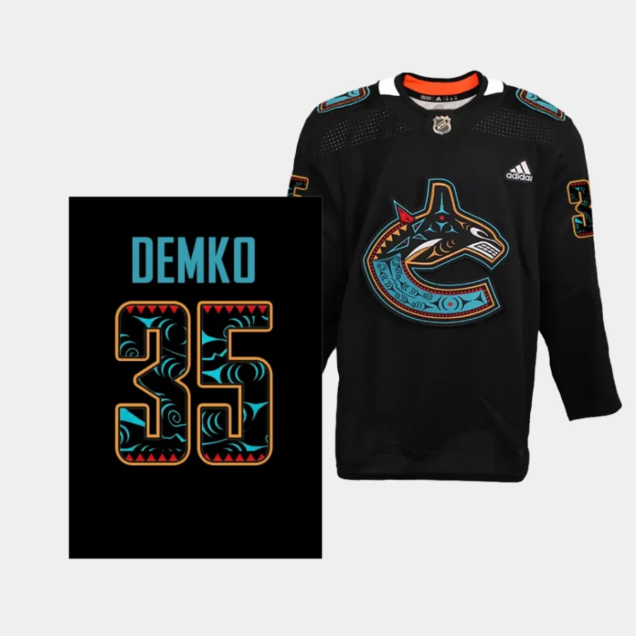 thatcher demko canucks special edition first nations 2023 black jersey