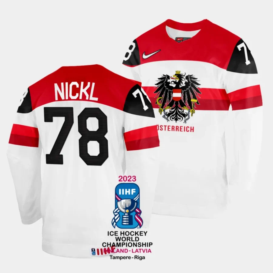 thimo nickl australia 2023 iihf world championship home white jersey