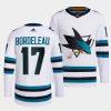 thomas bordeleau sharks white 2022 23away primegreen authentic jersey