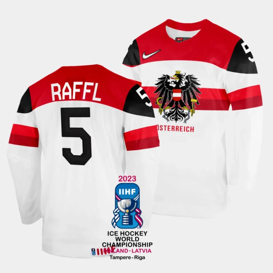 thomas raffl australia 2023 iihf world championship home white jersey