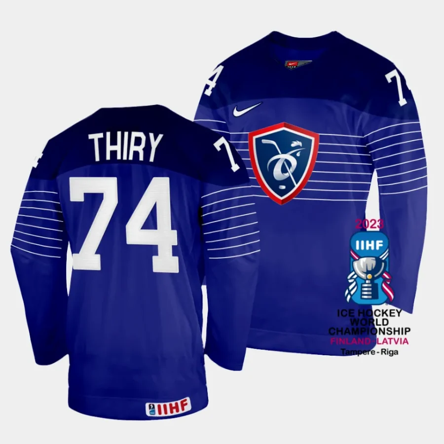 thomas thiry france 2023 iihf world championship away blue jersey