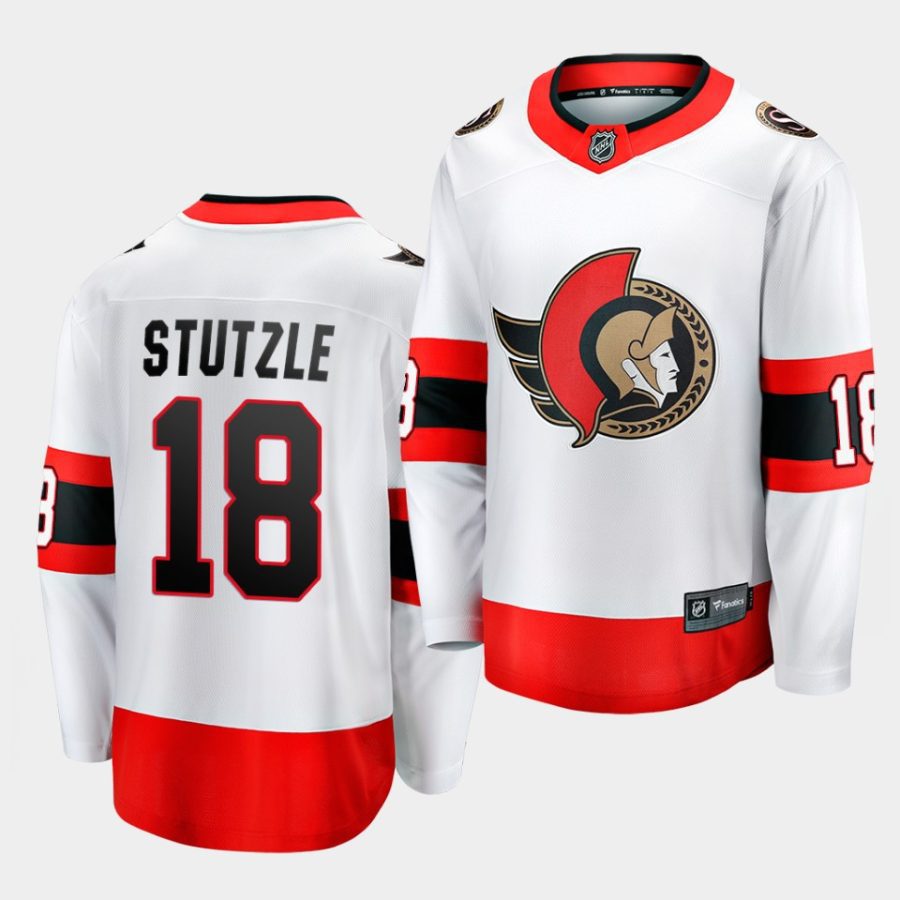 tim stutzle senators white 2020 nhl draft men jersey