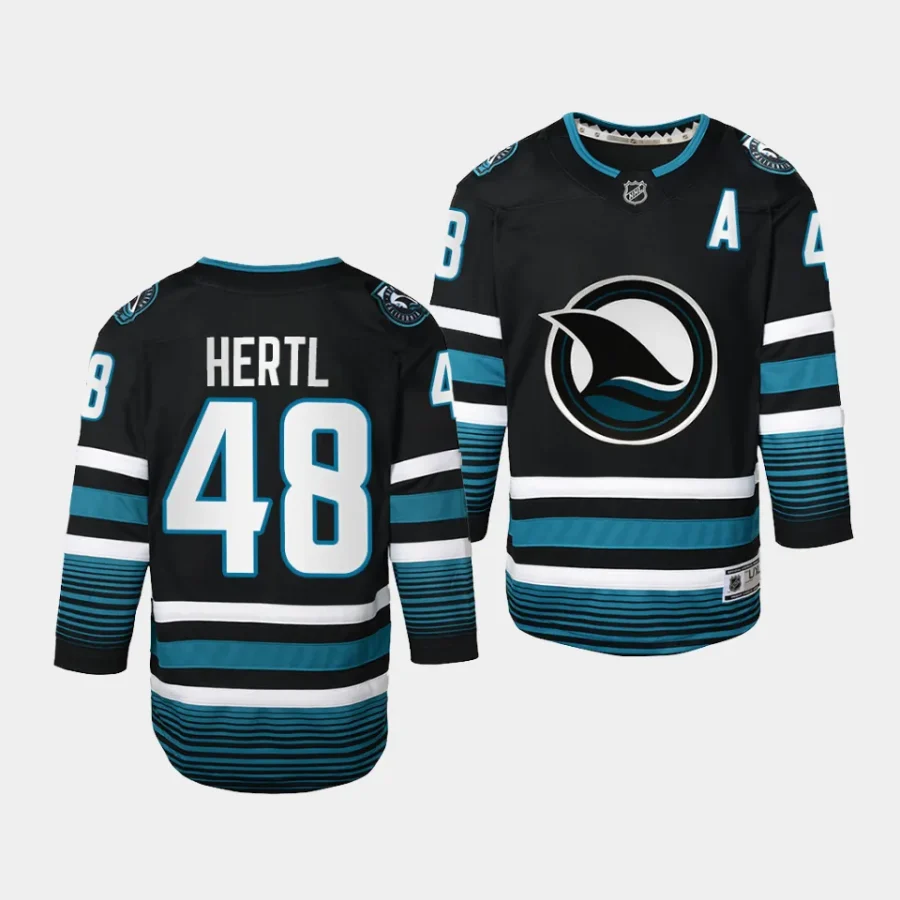 tomas hertl sharks 2023 24cali fin 3rd alternate youth blackreplica jersey