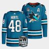 tomas hertl sharks teal wilson 24 patch primegreen jersey