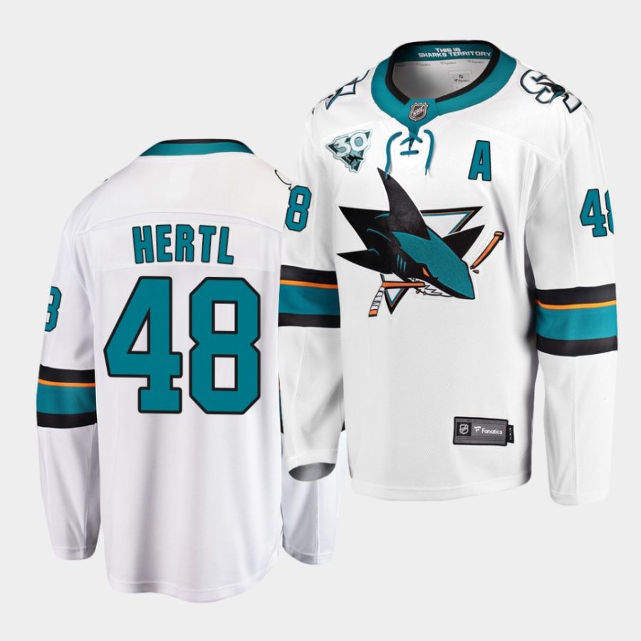 tomas hertl sharks white 2021 reverse retro 30th anniversary jersey