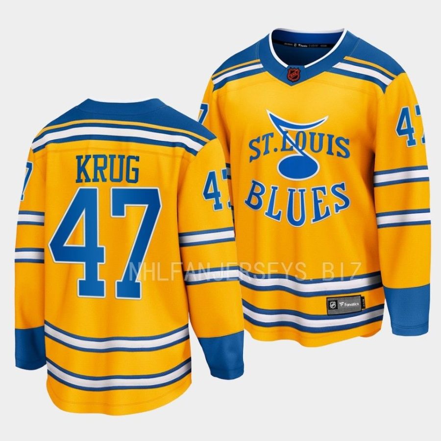 torey krug blues yellow special edition 2.0 breakaway jersey