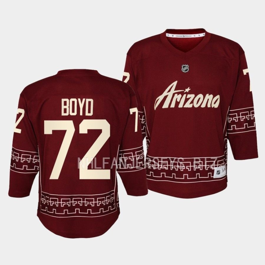 travis boyd coyotes 2022 23desert night alternate youth garnet jersey