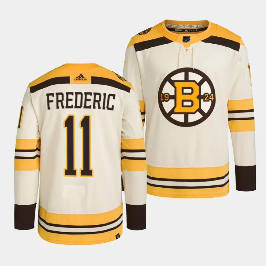 trent frederic bruins cream 2023 24100th anniversary primegreen authentic playerjersey