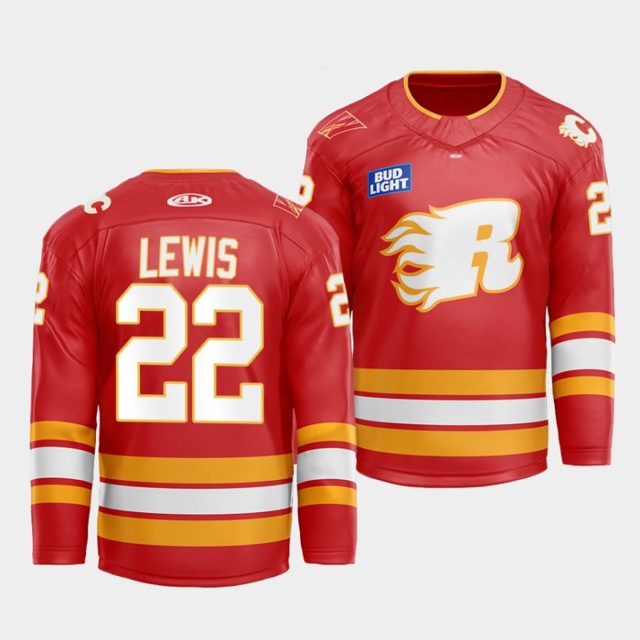 trevor lewis flames red 2022 23flames x rush x cgy wranglers warmup jersey