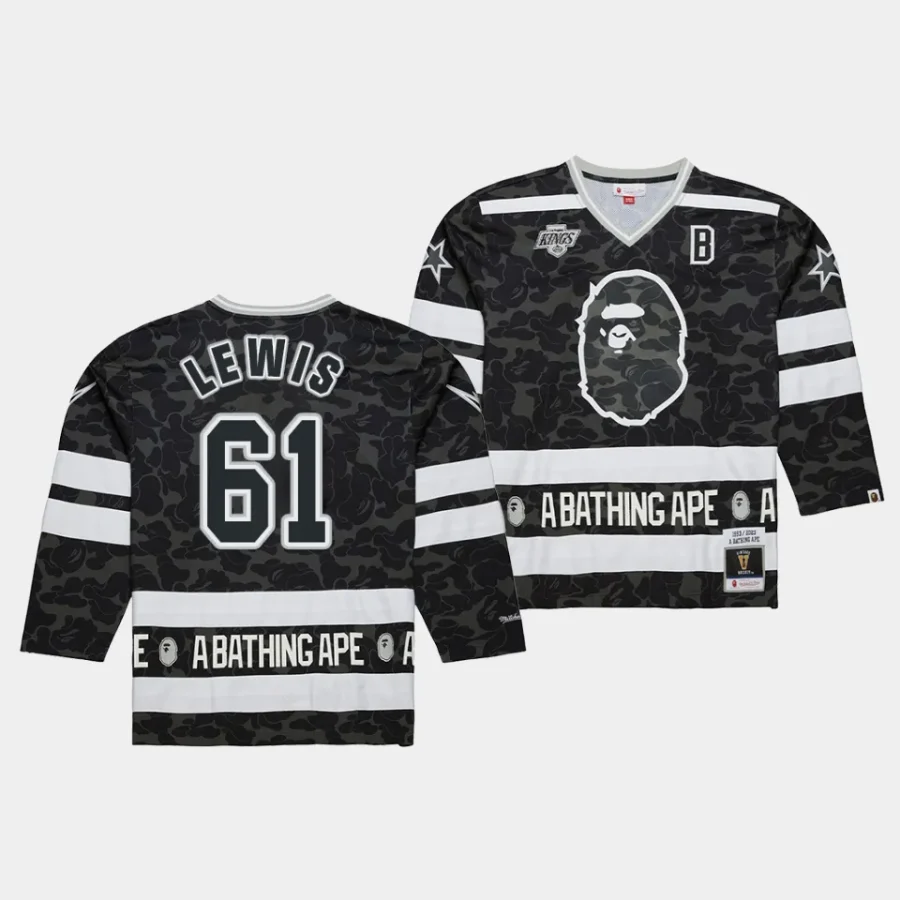 trevor lewis la kings black nhl bape mitchell ness camo jersey