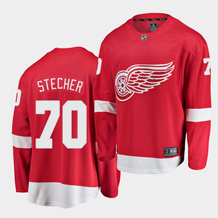 troy stecher red wings red 2020 21 home men jersey