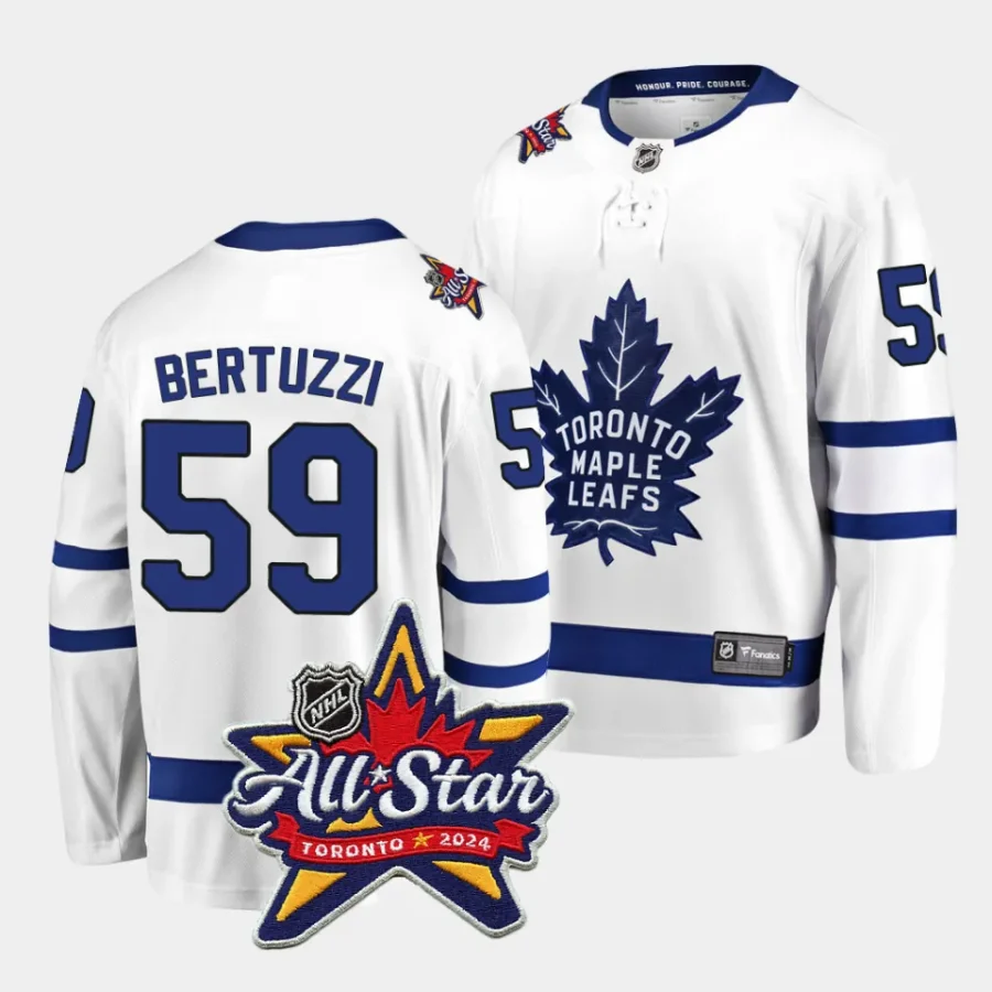 tyler bertuzzi maple leafs white 2024 nhl all star patch away jersey