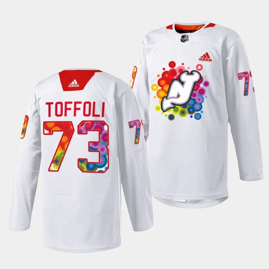 tyler toffoli devils white 2023 pride night special jersey