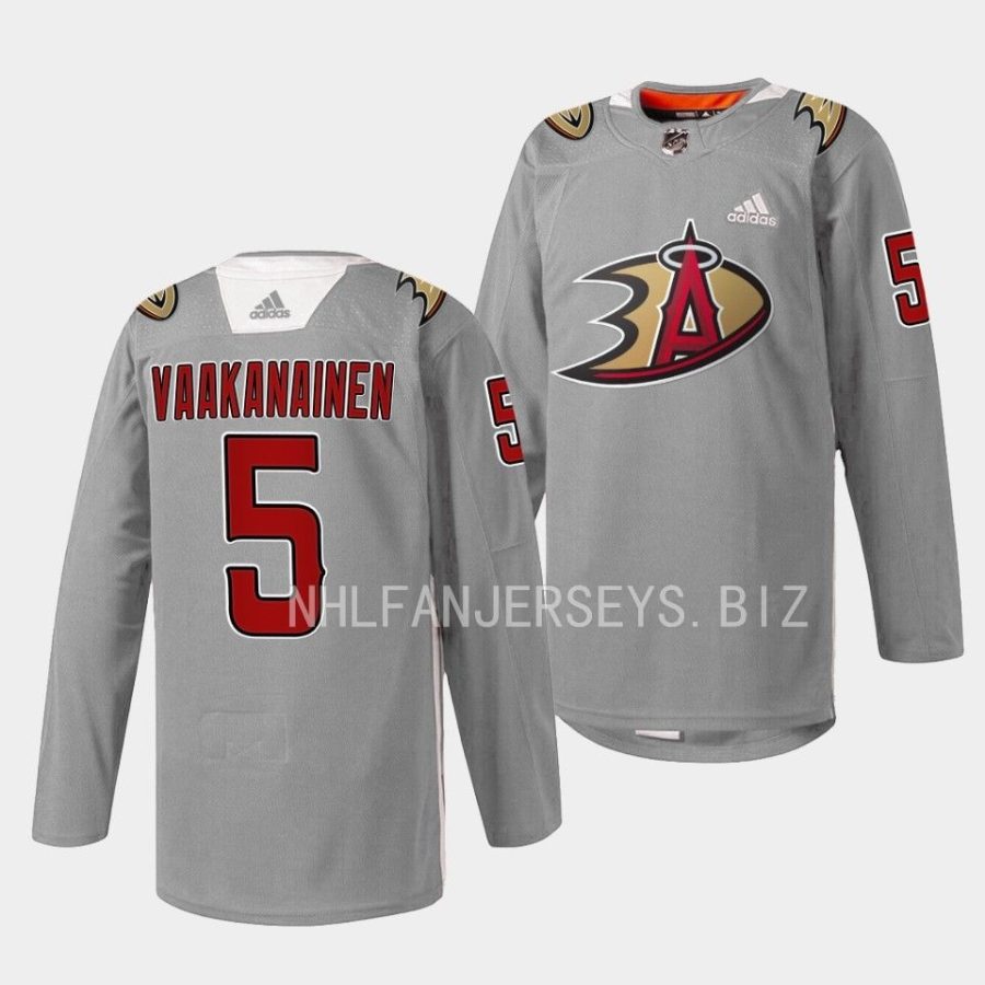 urho vaakanainen ducks warmup 2023 angels night gray jersey